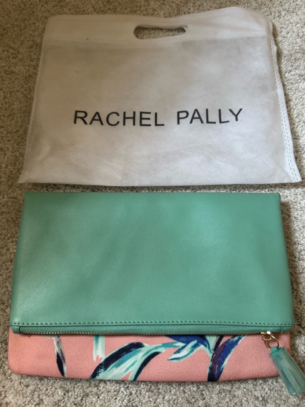 Rachel Pally Mint & Coral Reversible Fold-Over Clutch Paradise